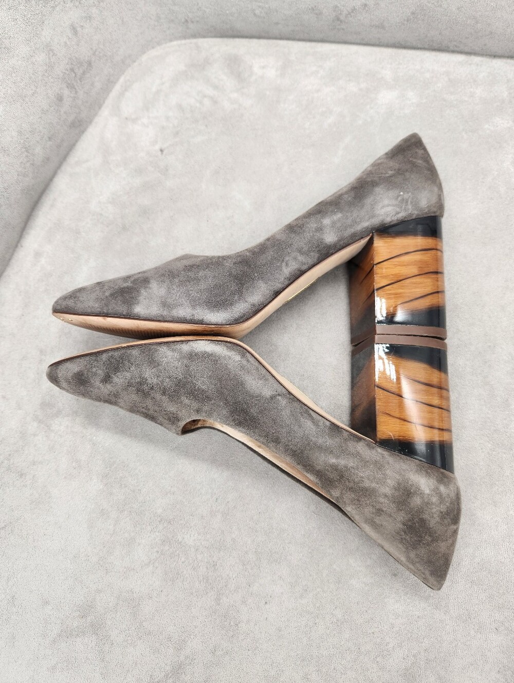 Louise Et Cie Pumps 10 Dark Grey Suede Zelda Chunky Heel Formal Classic Career
